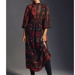 Farm Rio Anthropologie Mock Neck
Dress Size Small Multicolor NWOT EUC Pockets